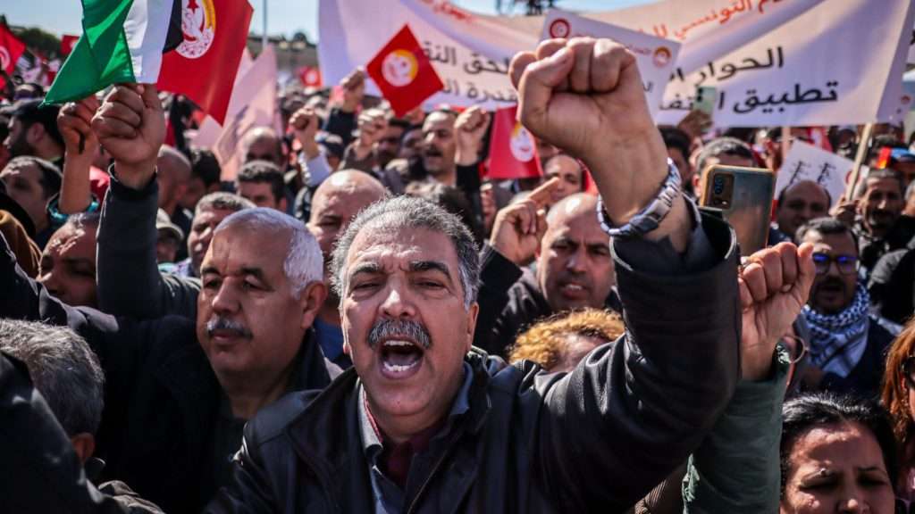 Pro-Saied protest targets Tunisia’s influential union