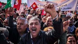 Pro-Saied protest targets Tunisia’s influential union