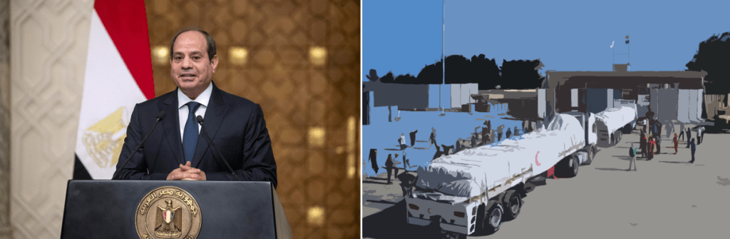 Egyptian president denounces Gaza war, denies stalling aid