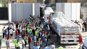 Israel blocks Gaza-bound aid trucks at crossing