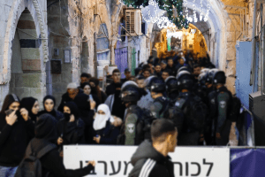 Israeli settlers escorted by police storm East Jerusalem mosque